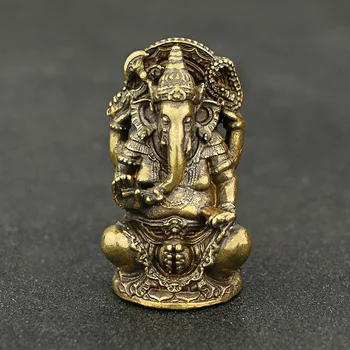 Mini Letnik Medenina Ganesha Kip Žep Indija Tajska Slon Bog Slika Kiparstvo Domače Pisarne Dekorativni Okras Darilo