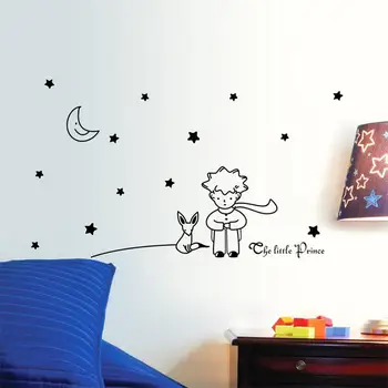 najnovejši Mali Princ Mačka Luna Star doma dekor stenske nalepke / lep otroci soba nalepko / darilo za prijatelja, adesivo de parede
