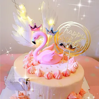 Flamingo Angel Krila Torto Pokrivalo Samorog Zastavo Fant Dekle happy Birthday Cupcake Poročna Torta Toppers Dekoracijo Stranka Dobave