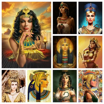 5D DIY Kleopatra Diamond Slikarstvo Nove Turistov Kraljica Egipta v slikah, Navzkrižno Šiv Vezenje Mozaik Plovila, Dnevna Soba Dekor