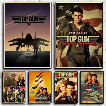 1986 Retro Top Gun: Maverick Filmski Plakati Ameriški Akcijski Fims Wall Art Platno Slikarstva, Fotografije, Tiska Sobi Doma Dekor plakat