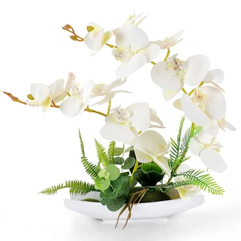 Orhideja Bonsaj Umetno Cvetje z Imitacijo Porcelana Cvetlični Lončki Phalaenopsis Ponaredek Cvetje Ureditev za Dekoracijo Doma