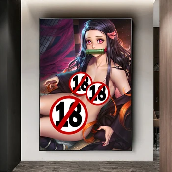 Hentai Sexy Nude Kamado Nezuko Platno Slikarstvo Anime Demon Slayer Gola Dekleta Plakat Wall Art Natisne Zidana Slike