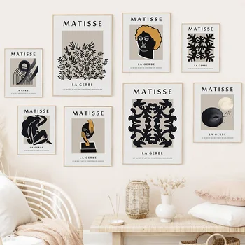 Matisse Plakat Dekle Koralni Black Povzetek Geometrijske Linije Umetniško Platno Stensko Slikarstvo Tiskanje Fotografij, Dnevna Soba, Spalnica Doma Dekor