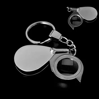Ročni Povečevalno Steklo, Zložljive Mini Keychain 8X Prenosni Dnevno Ročno Povečevalno Steklo, Keychain Orodje Kovinski Premičnine