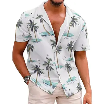 Poletne Moške Havajske Srajce Počitnice Priložnostne Srajce Moške 3d Kokosovo Tiskanja Bluze Prevelik Kratek 5xl Vrhovi Trending Izdelkov 2022