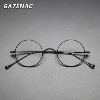 Vintage Čistega Titana Očala Okvir Moških Majhne Okrogle Kratkovidnost Recept Optičnih Očal Okvir Ženske Retro Luksuzni Očala