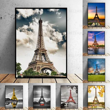 Nordijska Pariz, Eifflov Stolp Platno Slikarstvo Modularni Plakatov in Fotografij na Steni za Dnevna Soba Dekoracijo Doma Brez Okvirja