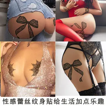 Seksi Tetovaže Nepremočljiva Začasni Tatu za Žensko Čipke Bowknot Ponaredek Tattoo Nalepke, ki Trajajo Roko Tatoo Umetnosti Tatuajes Temporales