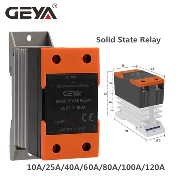 GEYA GSR2-1 Solid State Relay SSR Din Rail enofazni Z hladilnega telesa 10A-120A DC Nadzor AC DC Nadzor DC AC Nadzor AC