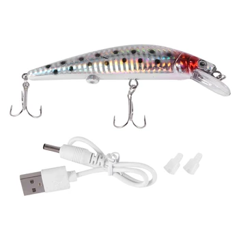 USB Polnilne LED Trzanje Ribe, Vaba Električni Vabe Življenje, Kot Vibriranje Fishing Lure Trojno Kavljem Elektronski Ribolova Vab