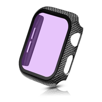 Ogljikovih Vlaken PC Okvir+Kaljeno Steklo Cover za Apple Watch 6 Case Series JV 5 4 3 Zaščitnik Odbijača za iWatch 44 mm 40 mm 38/42mm