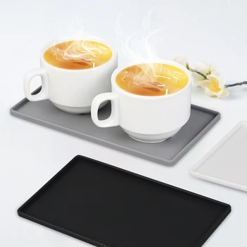 Silikonski Ravno v Pladnju za Kvadratni Anti-slip Kopalnica Milo Pladenj Kava Čaj Jedilni pribor Nosilec, ki Služijo Pladenj je Kava Tabela Pladenj na Debelo